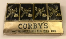 Vintage 4pc Bar Set Say Corby's Whiskey Liquor Parrot Bird Matchbox 