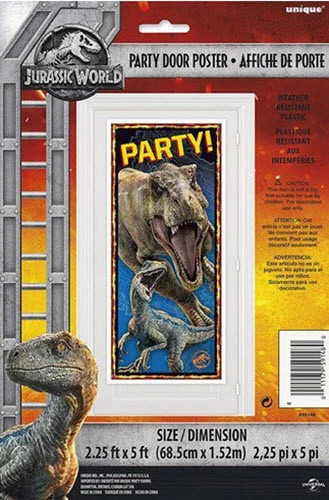 DINOSAURS Fallen Kingdom Scene Setter HAPPY BIRTHDAY party door prehistoric  - Image 2 of 2
