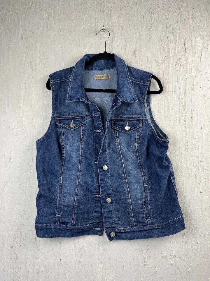 Женский винтажный джинсовый жилет Nine West America бохо с нашивкой L эластичный родео вестерн - Изображение 2 из 4