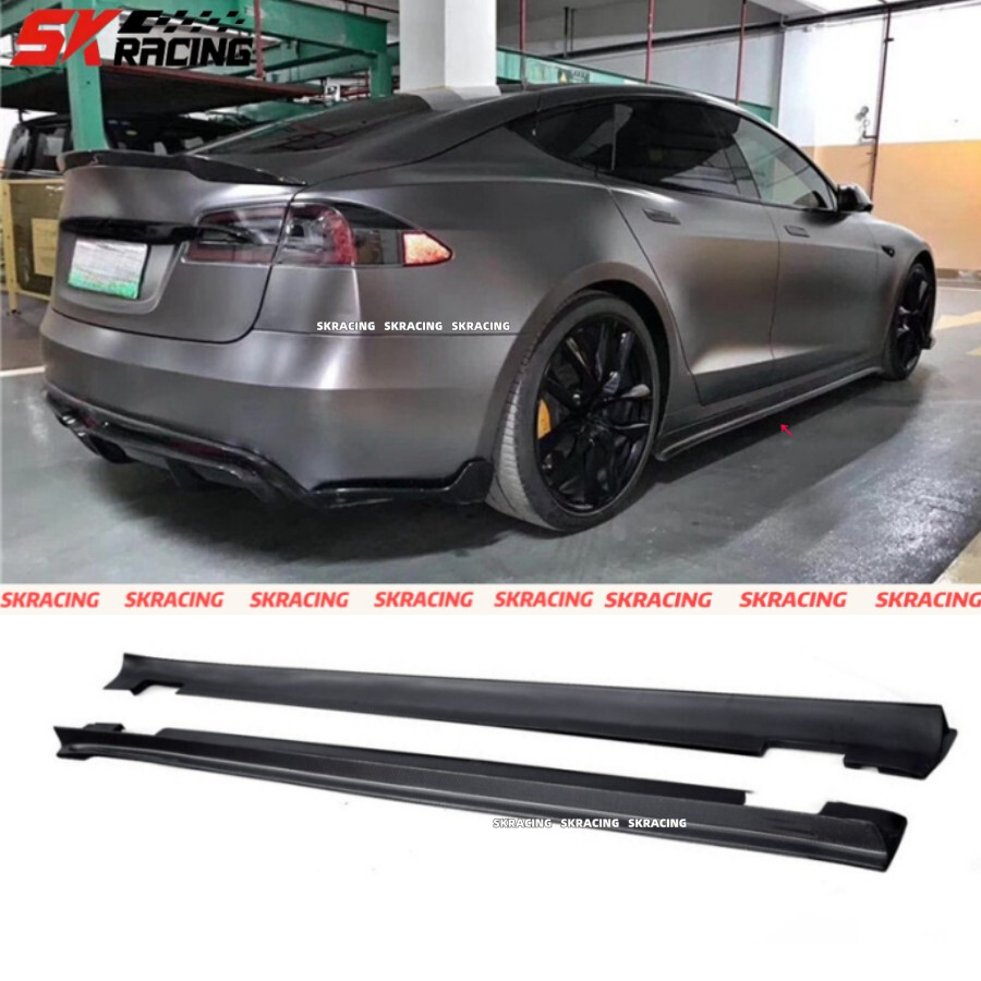 For 2016-2020 Tesla Model S Carbon Fiber Side Skirt Extension Splitter Body kit