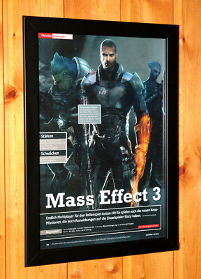 Mass Effect 3 Rare Small Poster / Ad Page Framed PlayStation 3 Xbox 360 PS3