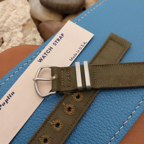 Vintage 5/8" Army Green Poplin Canvas Classic WWII Unused 1940s Field Watch Band - Picture 2 of 6