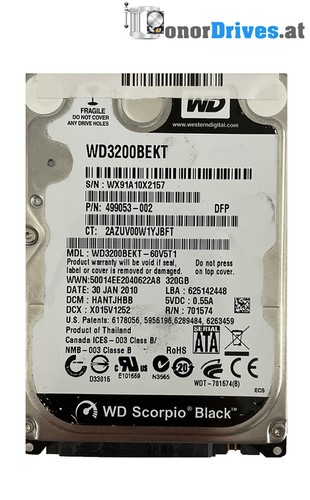 Western Digital WD3200BEKT-60V5T1 - 320 GB - SATA - PCB 2060-771574-001 Rev. P1*