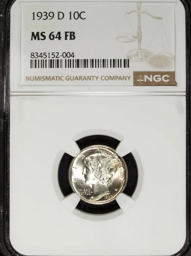 1939 D NGC MS 64 FB Mercury Silver Dime ☆☆ Great For Sets ☆☆ 004