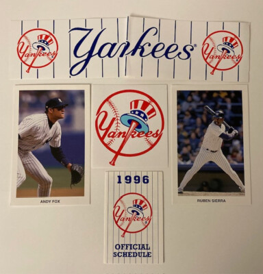 New York Yankees 1996 Fan Mail Pack Logo Stickers Schedule Fox & Sierra Photos