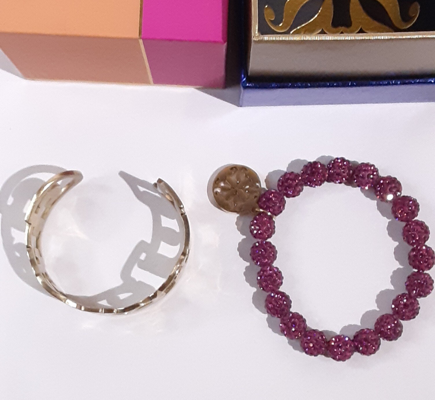 Rustic Cuff signed word "Grateful" Bracelet Gold … - image 3