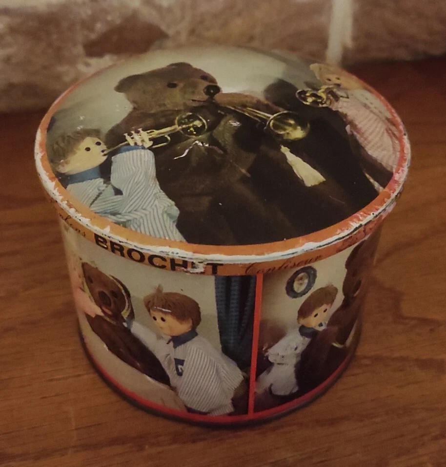 ancienne boite en tole bonbons brochet bonne nuit les petits nounours ORTF 1960 - Photo 3/4