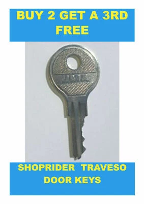 SHOPRIDER TRAVESO DOOR KEY FOR MOBILITY SCOOTERS BUY 2 GET AN EXTRA ONE FREE