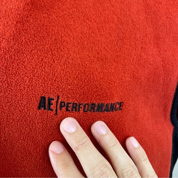 American Eagle Performance Orange Red Fleece Full… - image 3
