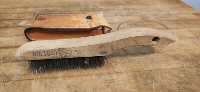 Wright Bernet No. 1640 USA Made Wire Brush Tool  10  w/ Leather sheath 