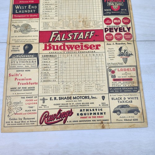 St. Louis Cardinals vs Boston Braves 1948 Game Program SIGNED STAN MUSIAL + - Picture 10 of 10