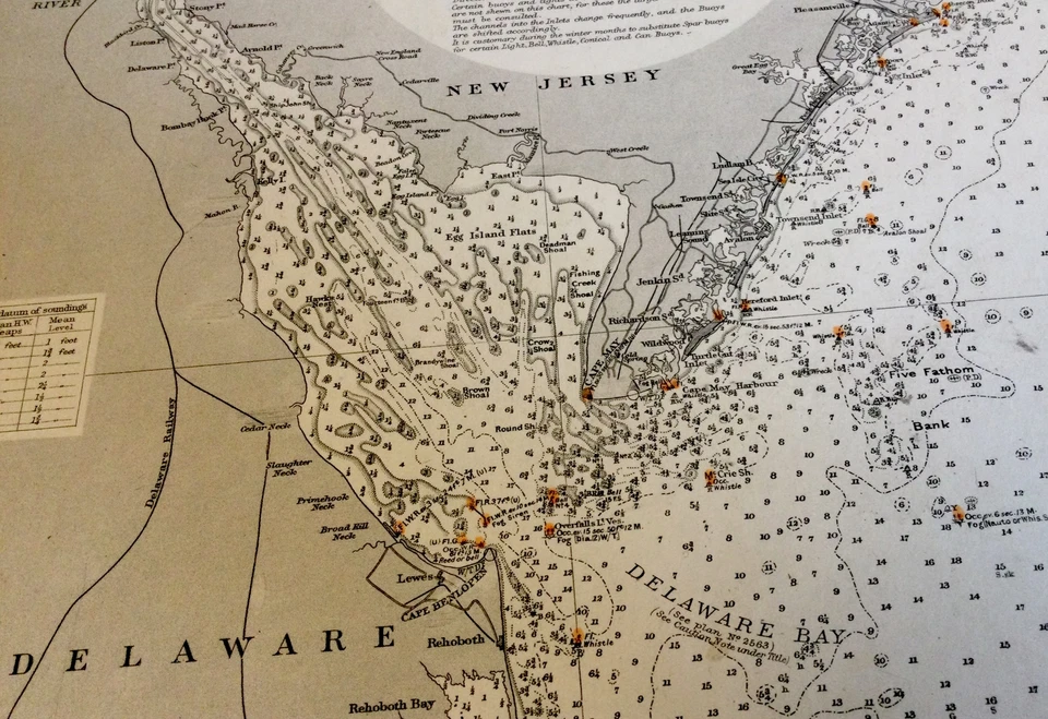 VINTAGE ADMIRALTY CHART. No. 266. BARNEGAT INLET to ALBEMARLE SOUND. 1923 EdN. - Image 4 of 4