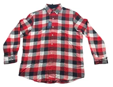 Club Room Flannel Shirt Mens size Large Red Black Button Down Casual NEW