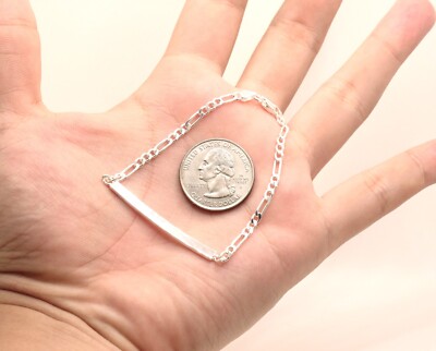 925 Sterling Silver Personalized Custom Engraved Figaro Link ID Bracelet 3.5mm