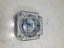 Vintage Delfts Small Square Ashtray, Porcelain, 4 Inch, Good Condition, Windmill