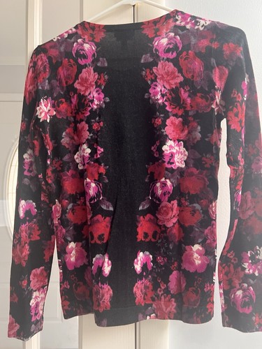 Talbots Women's Cardigan Sweater floral Long Sleeve Merino Wool Floral NWT - Picture 4 of 4