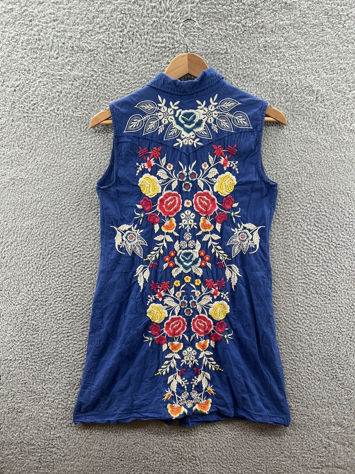 Johnny Was 3T Workshop Blue Float Embroidered Dre… - image 2