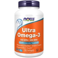 NOW Foods Ultra Omega-3 Fish Oil 180 Softgels, Heart Health, Brain Health