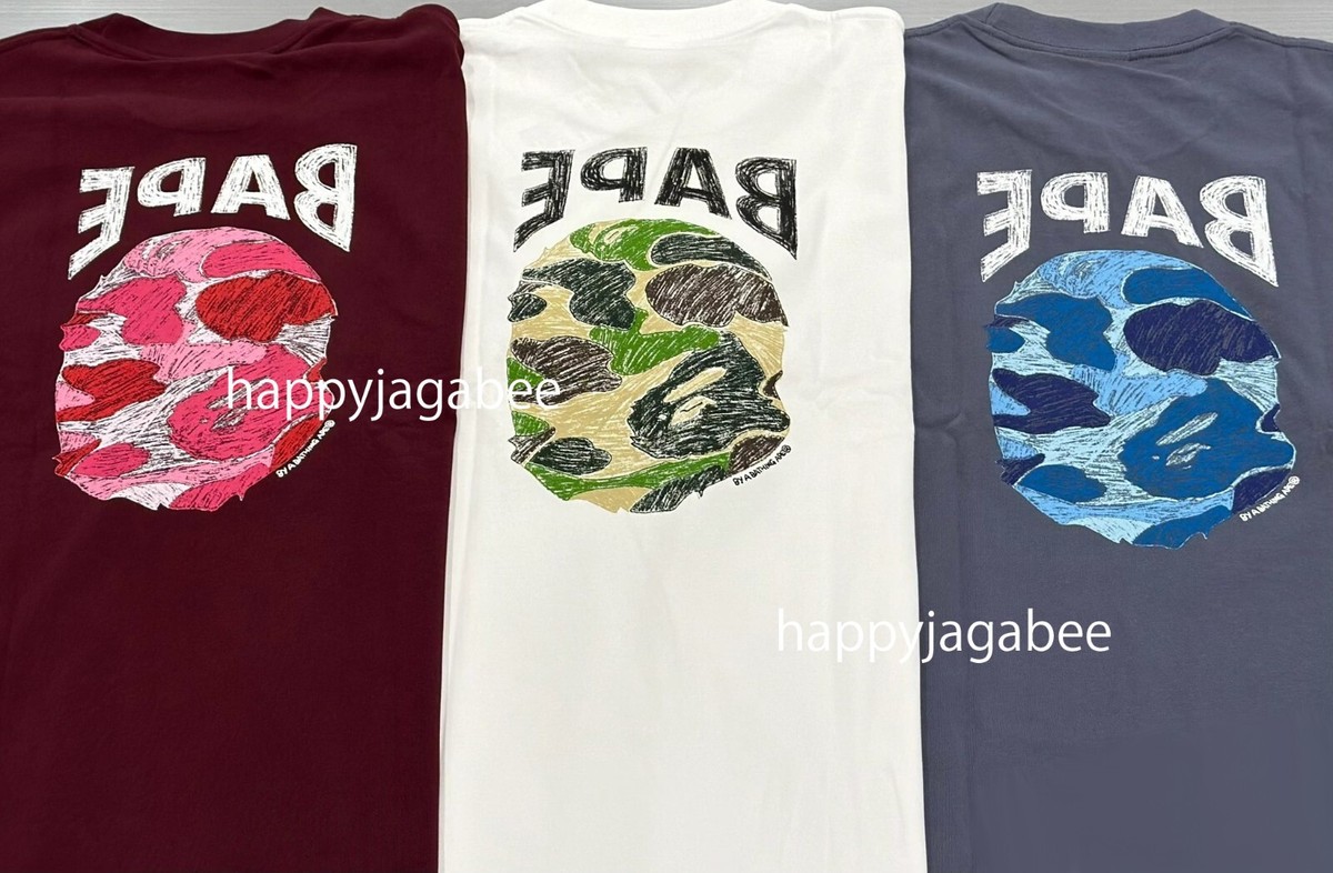 【A BATHING APE】ABC CAMO HAND DRAW APE HEAD RELAXED FIT TEE BAPE - A Bathing Ape ABC camo hand draw ape head t-shirt