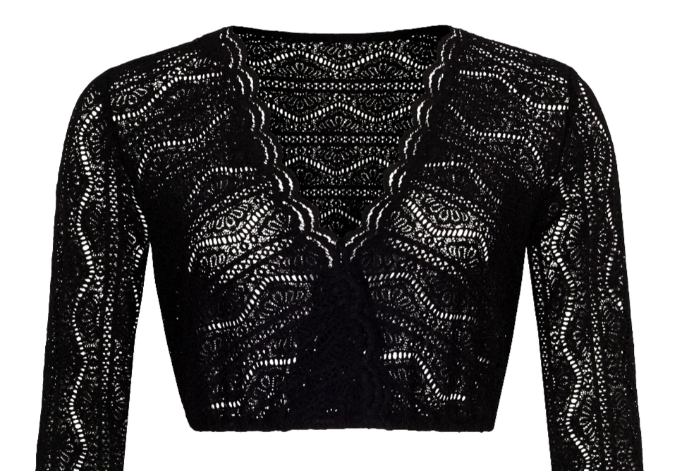 Alpenfee Dirndlbluse Lana, große Größen Gr. 50 Damen langarm Spitze schwarz - Bild 4 von 4