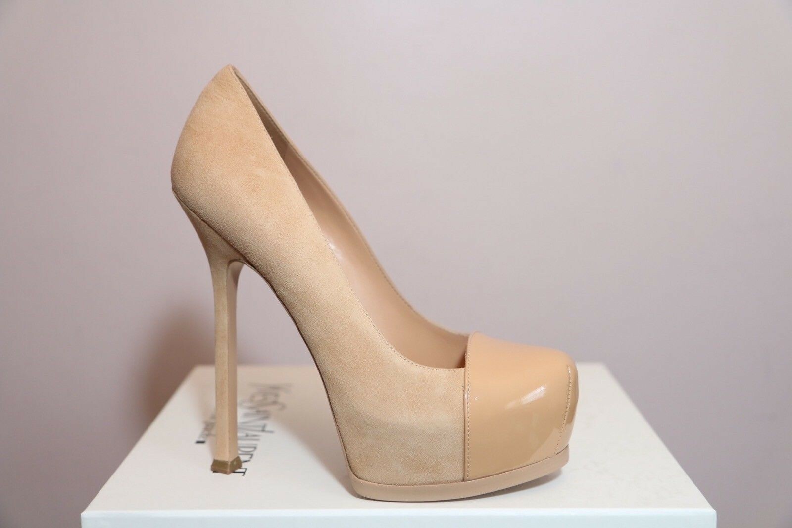 Scarpe YSL Yves Saint Laurent Tribtoo 105 in pelle scamosciata punta cap $795 taglia 39 5