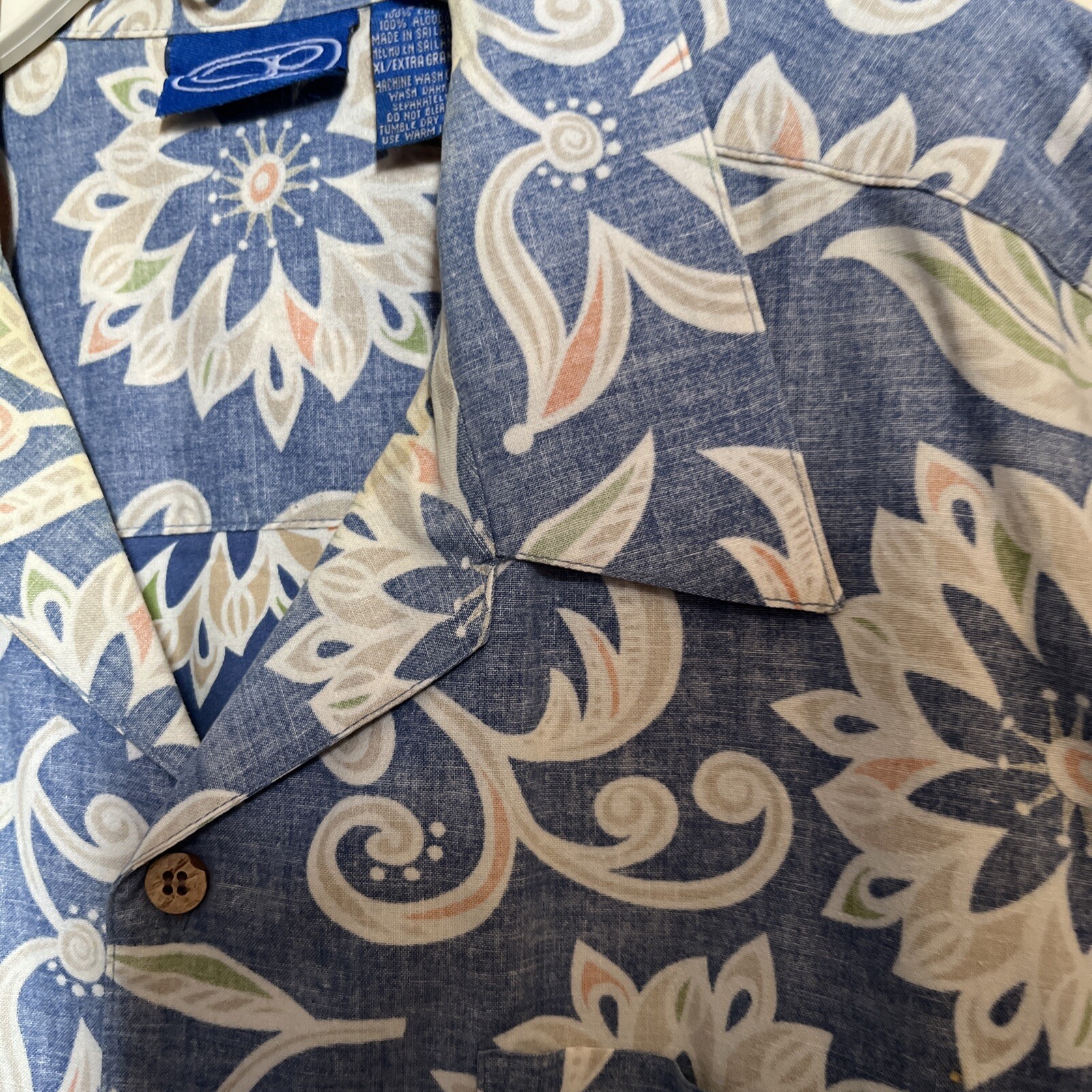 OP Ocean Pacific Button Down Reverse Print Peach … - image 4