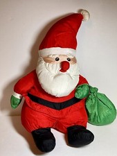 Vtg Puffy Santa Claus Christmas Plush Stuffed Toy Nylon Parachute