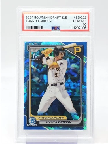 KONNOR GRIFFIN 2024 BOWMAN CHROME DRAFT 1ST SAPPHIRE PIRATES PSA 10 Q0986
