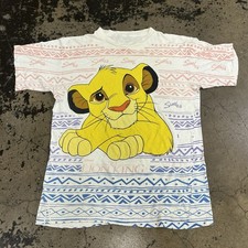 Vtg 1990s Lion King T Shirt All Over Print Simba Disney Original 90s AOP XL XXL
