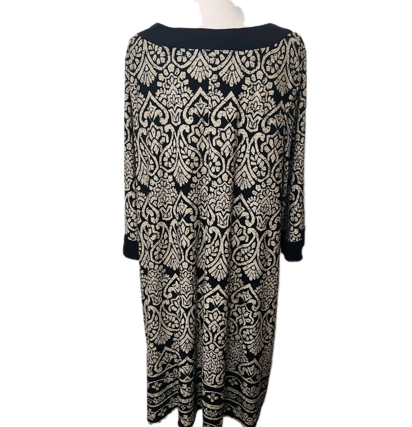 VETEMENTS Abito Catherines donna 3X 26 28W marrone nero cambio PERLINE manica 3 4 elasticizzato