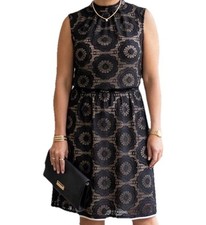 London Times Floral Lace Coquette Fit & Flare Little Black Dress 12 013