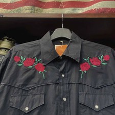 Vintage Rose Embroidered Pearl Snap Western Shirt N506
