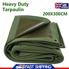 Green Canvas Heavy Duty Cotton Tarpaulin Cover Boat Log Store Roofing Sheet UK
