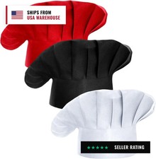 3 Pack Adult Chefs Hat Adjustable Elastic Baker Kitchen Cooking Chefs Cap