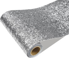 8"x80" Silver Chunky Glitter Wallpaper Border Peel and Stick Silver Contact Pape