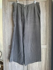 Marks & Spencer Mocha Colour Ladies Straight Leg Silk Trousers Sz 18 Short