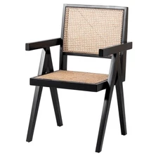New Pacific Direct Bordeaux 18" Rattan Dining Chair in Natural/Black