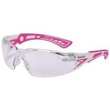 Box Of 10 Bolle Rush SMALL Safety White/Pink Frame CLEAR Anti-Fog Lens-40254