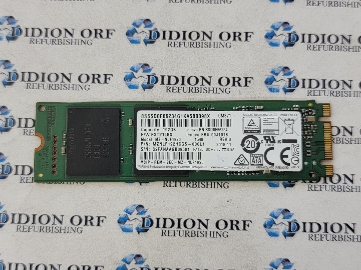 SAMSUNG CM871 192GB M.2 SATA 2280 SSD MZNLF192HCGS-000L1, Grade A+