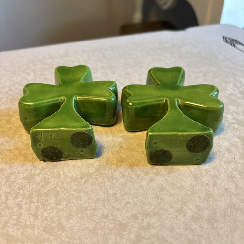 Paar dreiblättrige Kleeblatt Kerzenhalter Keramik grün St Patrick’s Dekoration - Bild 8 von 10