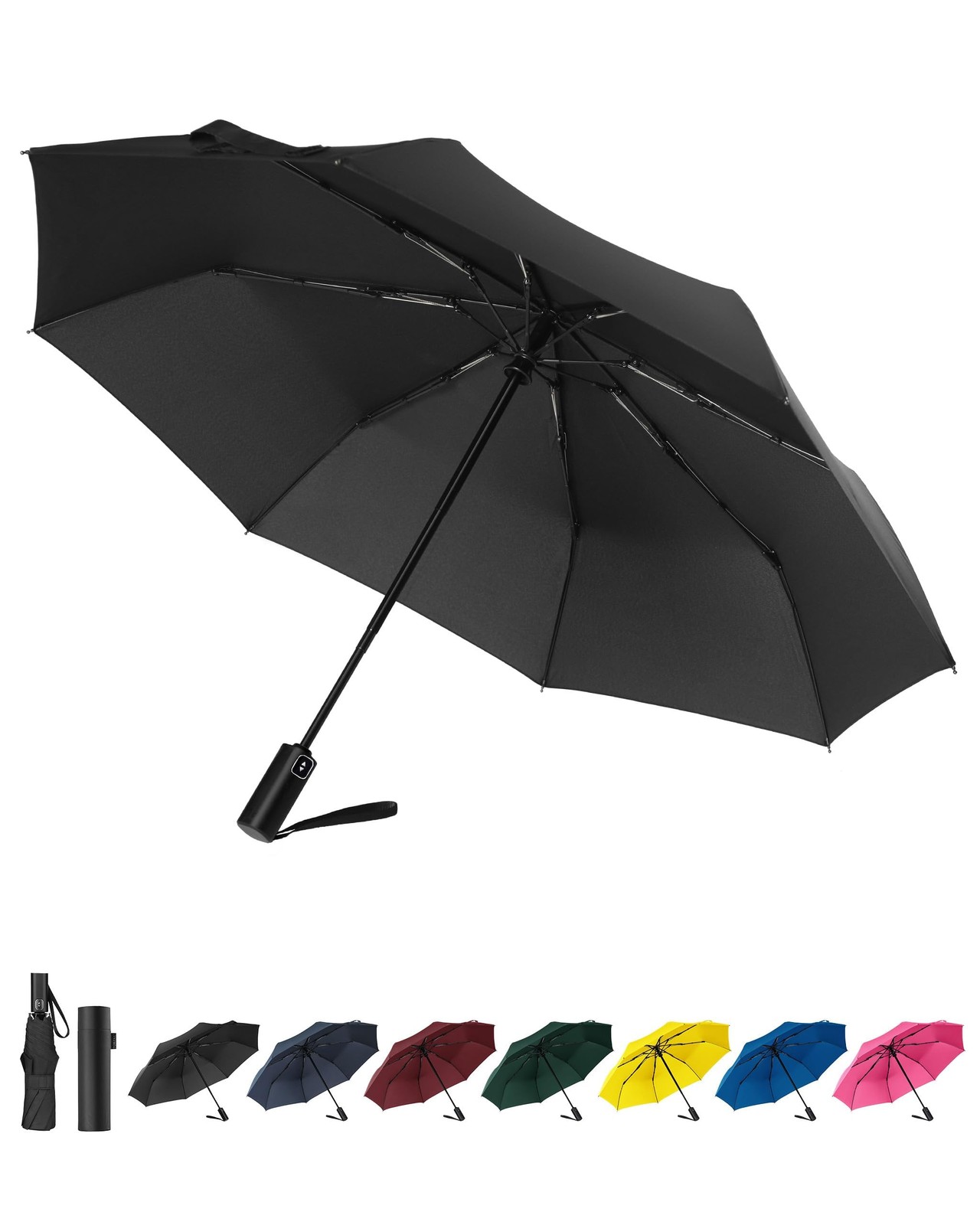 Paraguas de viaje a prueba de viento automático plegable compacto ligero