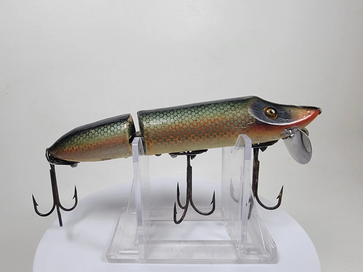 ルアー・フライ Heddon Jointed Vamp Wood Vintage HEDDON JOINTED VAMP Minnow Wood Fishing Lure Antique