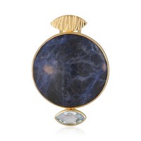 Cavill Sodalith AnhäNger Damen 925 Silber Vergoldet 22,9Ct Schmuck