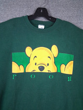 Disney Store Adult Sweatshirt XL Green Winnie The Pooh USA Made Crew 90s