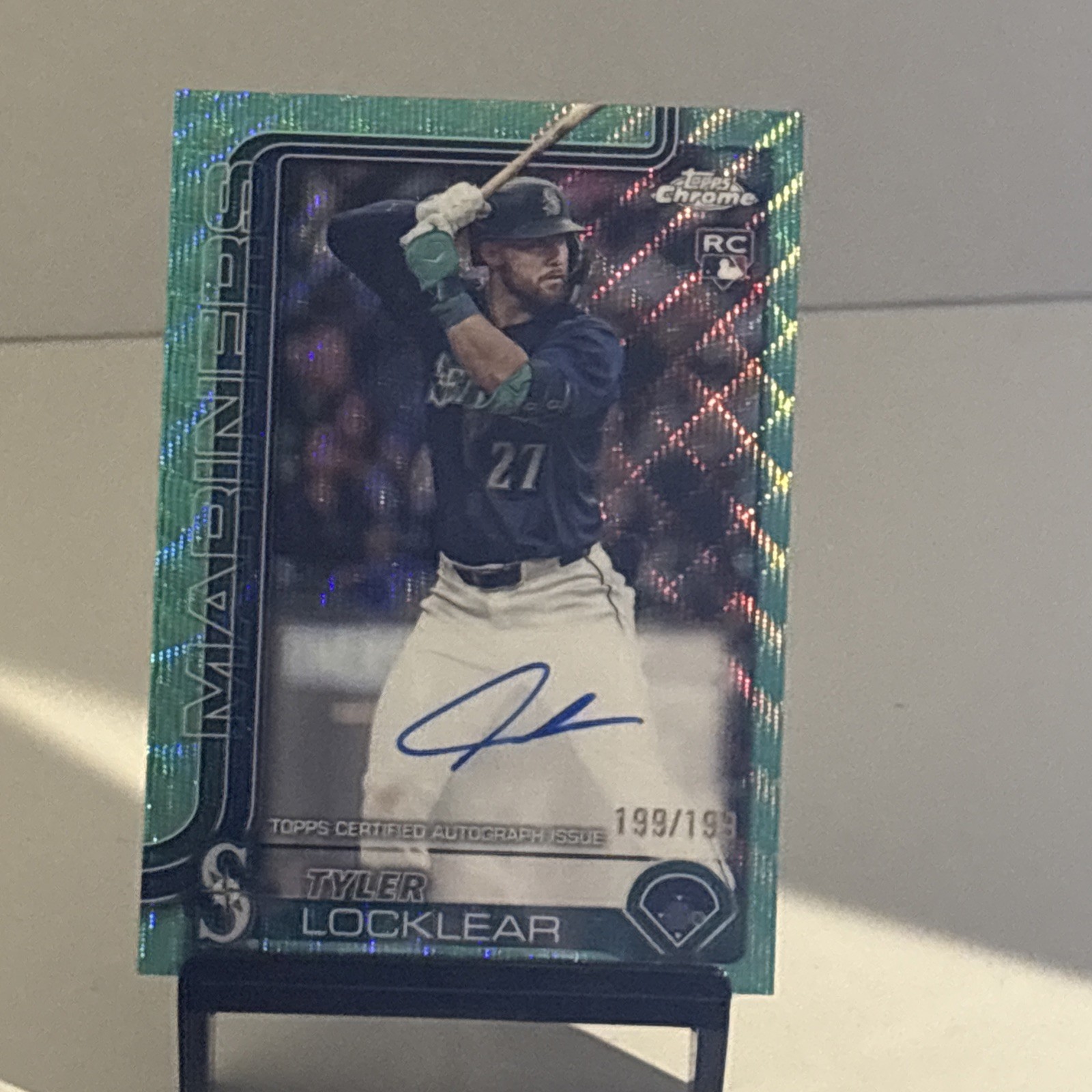Tyler Locklear 2025 Topps Chrome Rookie Auto Aqua Wave Refractor /199 Mariners