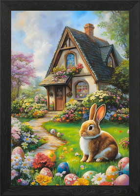 Niedlicher Osterhase Gemälde gerahmt Wandbild Poster Leinwanddruck Bild
