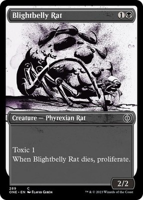 4x NM (Playset, x4) Showcase Blightbelly Rat, MTG, Phyrexia: One, Magic, 289