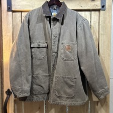 Vintage Y2K Carhartt Chore Coat CO2 Blanket Lined Chocolate Size M Made in USA