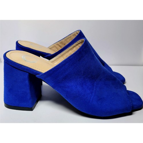 Journee Adelaide Block Heel Mule Slide Sandals Women's Size 7.5 Blue Classic - Picture 4 of 9