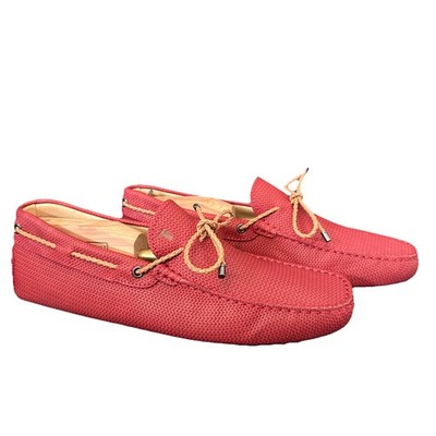TOD s Laccetto Gommino Moc City Drive Loafer Moccasin Shoe Men 41/8 Red Leather